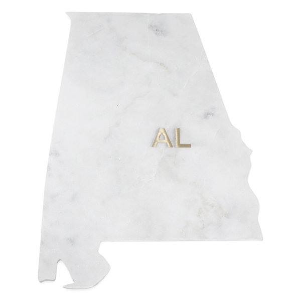 BIDKhome Lg Polished Marble "Alabama" Cutting Board W/Brass State Abbreviation Wayfair